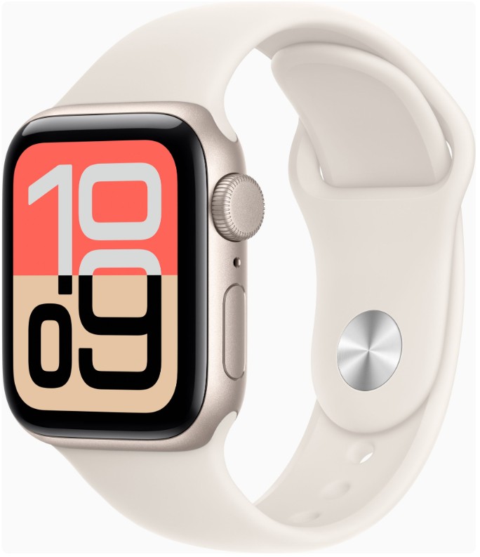 Apple Watch SE 3 GPS + Cellular 40mm Starlight Alu. Case w. Starlight S. Band - S/M (MEP64)
