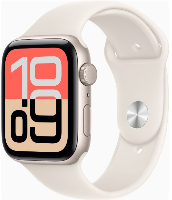 Apple Watch SE 3 GPS + Cellular 44mm Starlight Alu. Case w. Starlight S. Band - S/M (MEPE4)