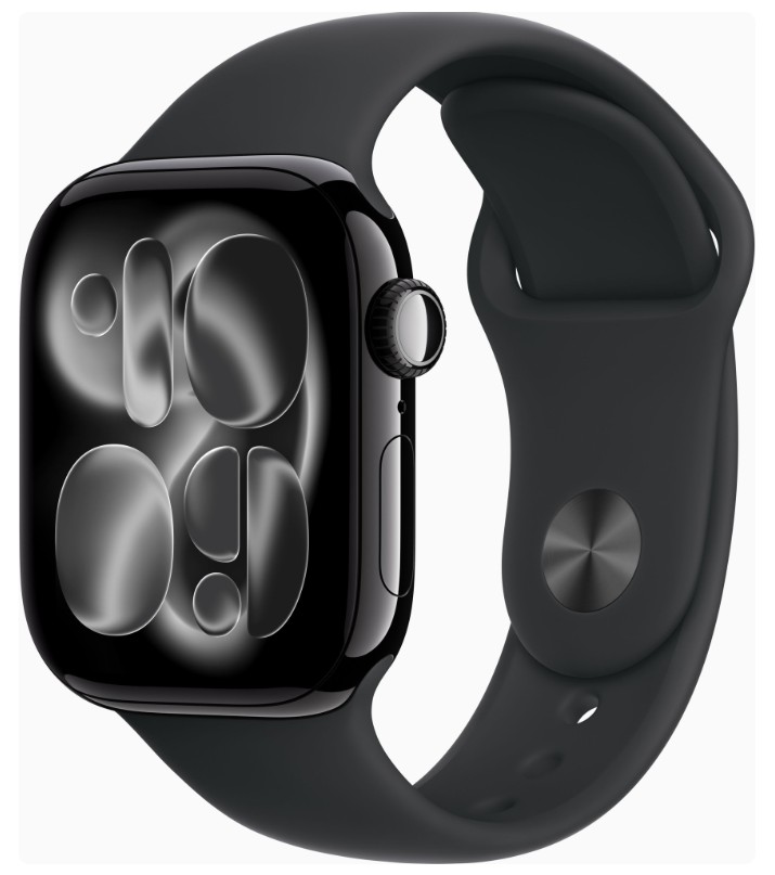 Apple Watch Series 11 GPS 42mm Jet Black Alu. Case w. Black S. Band - S/M (MEQT4)