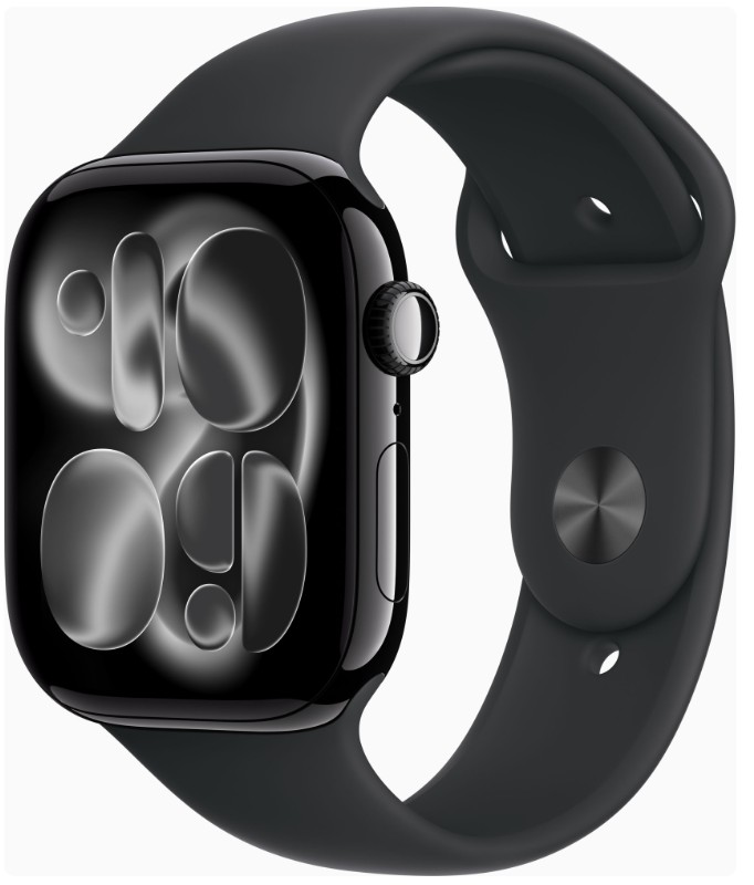 Apple Watch Series 11 GPS 46mm Jet Black Alu. Case w. Black S. Band - S/M (MEUW4)