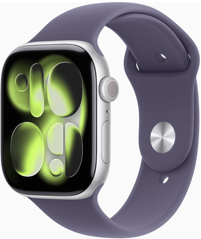 Apple Watch Series 11 GPS 46mm Silver Alu. Case w. Purple Fog S. Band - M/L (MEVA4)
