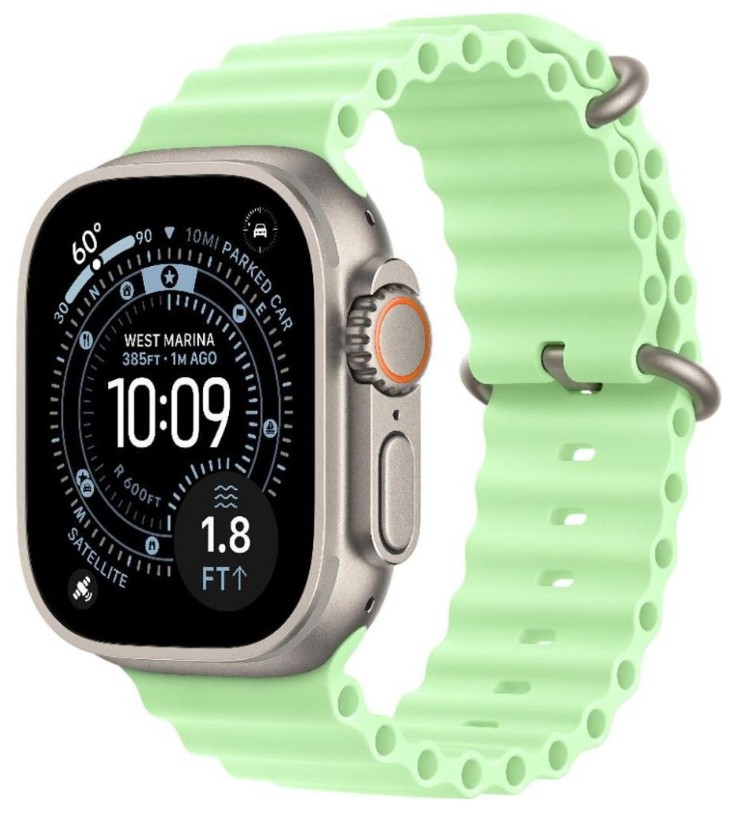 Apple Watch Ultra 3 GPS + Cellular 49mm Natural Tit. Case w. Neon Green Ocean Band (MF1V4+MGCF4)