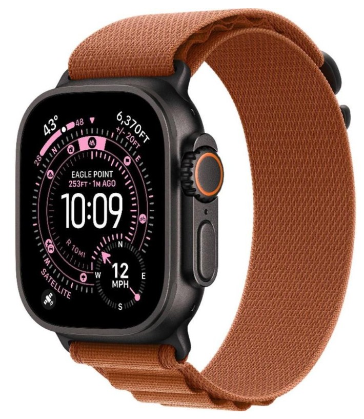 Apple Watch Ultra 3 GPS + Cellular 49mm Black Tit. Case w. Terra Cotta Alpine Loop - Small (MF254+MG9D4)
