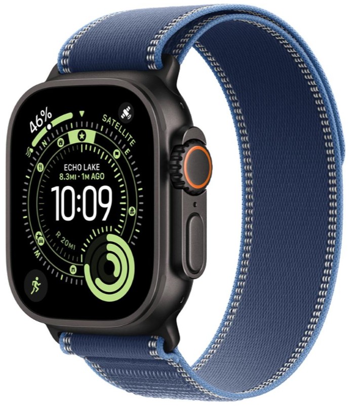 Apple Watch Ultra 3 GPS + Cellular 49mm Black Tit. Case w. Blue/Bright Blue Trail Loop - S/M (MF254+MG9Q4)