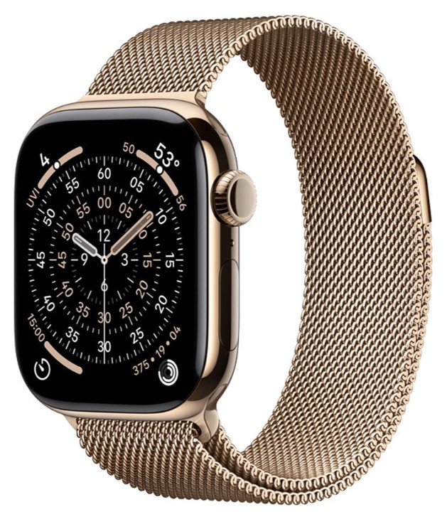 Apple Watch Series 11 GPS + Cellular 42mm Gold Tit. Case w. Gold Milanese Loop (MF8Y4)