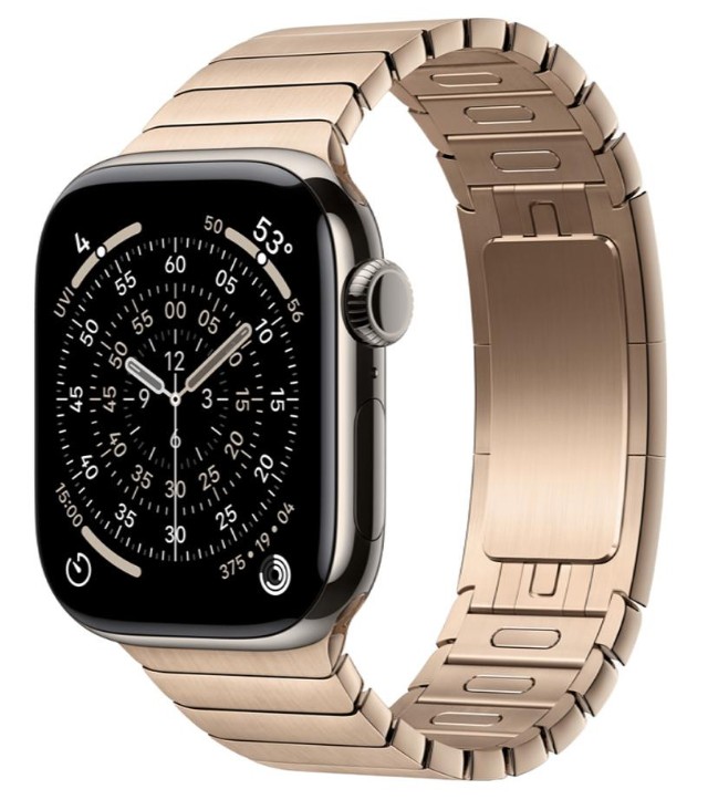 Apple Watch Series 11 GPS + Cellular 42mm Natural Tit. Case w. Gold Link Bracelet (MF9H4+MXMC3)