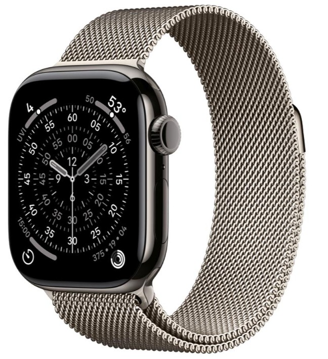 Apple Watch Series 11 GPS + Cellular 42mm Slate Tit. Case w. Natural Milanese Loop (MF9K4+MGHY4)