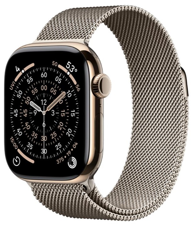 Apple Watch Series 11 GPS + Cellular 42mm Gold Tit. Case w. Natural Milanese Loop (MF9M4+MGHY4)