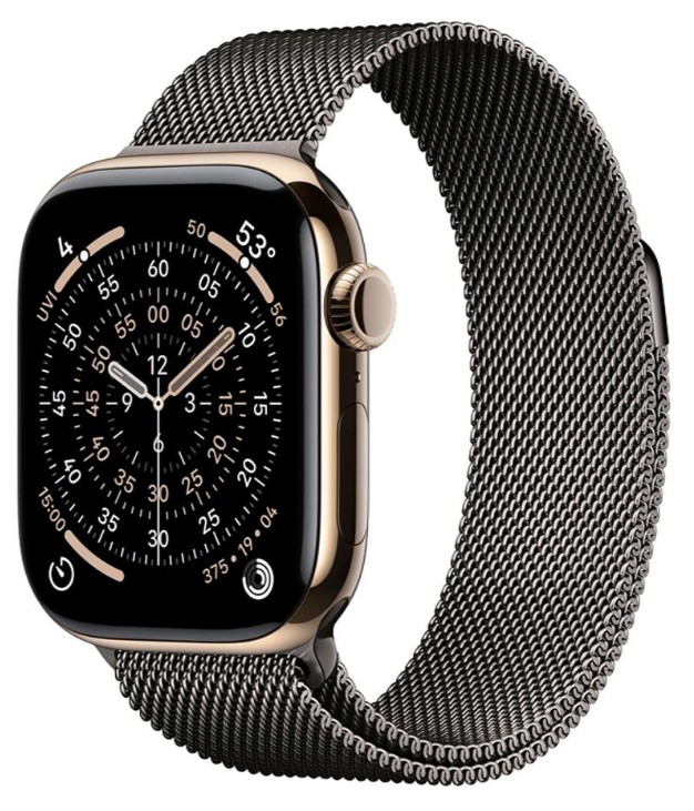 Apple Watch Series 11 GPS + Cellular 42mm Gold Tit. Case w. Slate Milanese Loop (MF9M4+MGJ14)