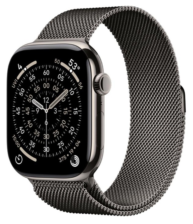 Apple Watch Series 11 GPS + Cellular 46mm Natural Tit. Case w. Slate Milanese Loop - S/M (MFAY4+MGJ64)