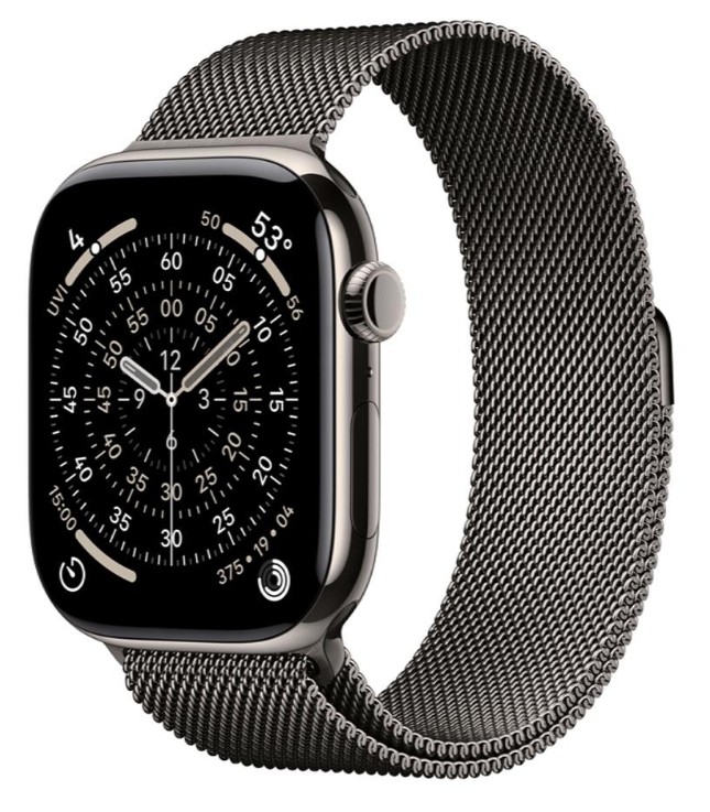 Apple Watch Series 11 GPS + Cellular 46mm Natural Tit. Case w. Slate Milanese Loop - M/L (MFAY4+MGJ74)