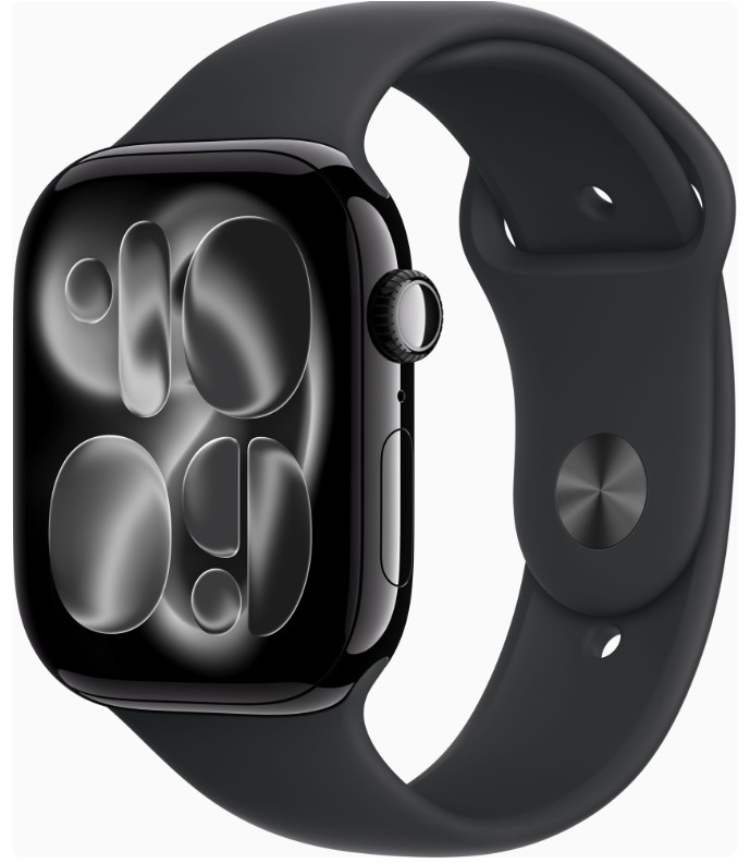 Apple Watch Series 11 GPS + Cellular 46mm Jet Black Alu. Case w. Black S. Band - S/M (MFC24)
