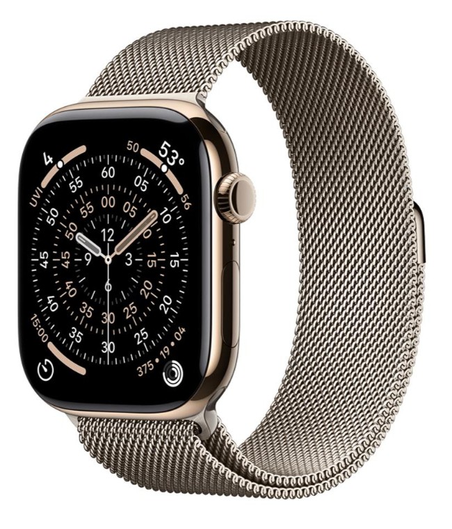Apple Watch Series 11 GPS + Cellular 46mm Gold Tit. Case w. Natural Milanese Loop - M/L (MFC34+MGJ34)