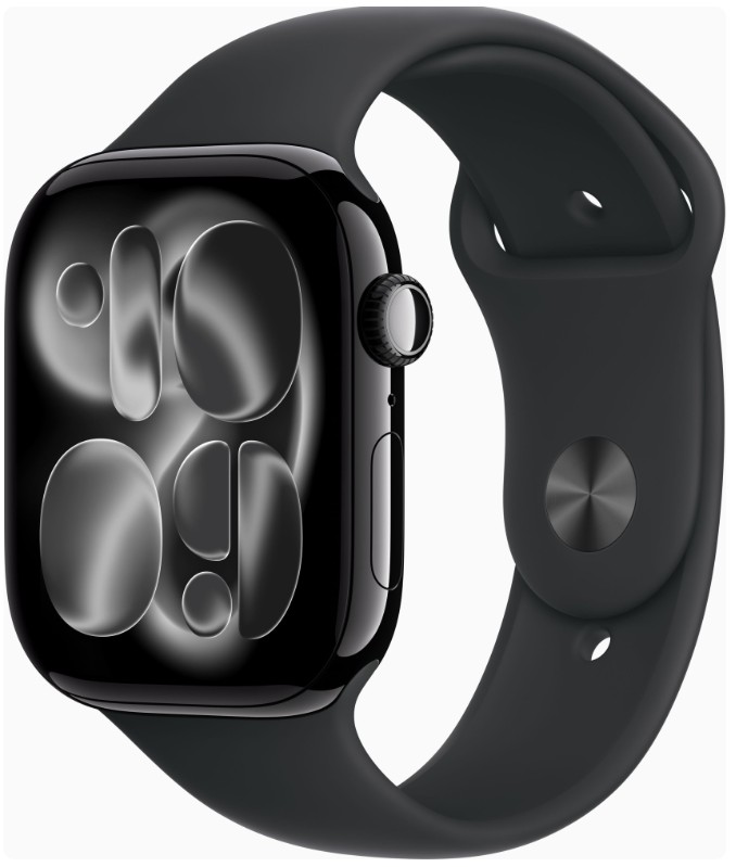 Apple Watch Series 11 GPS + Cellular 46mm Jet Black Alu. Case w. Black S. Band - M/L (MFC44)