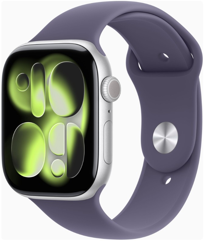 Apple Watch Series 11 GPS + Cellular 46mm Silver Alu. Case w. Purple Fog S. Band - S/M (MFCP4)