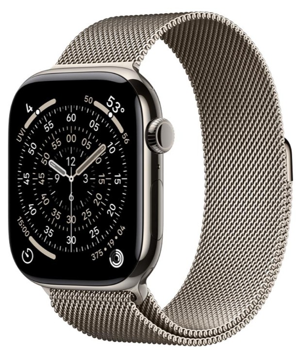 Apple Watch Series 11 GPS + Cellular 46mm Natural Tit. Case w. Natural Milanese Loop - S/M (MFCY4)