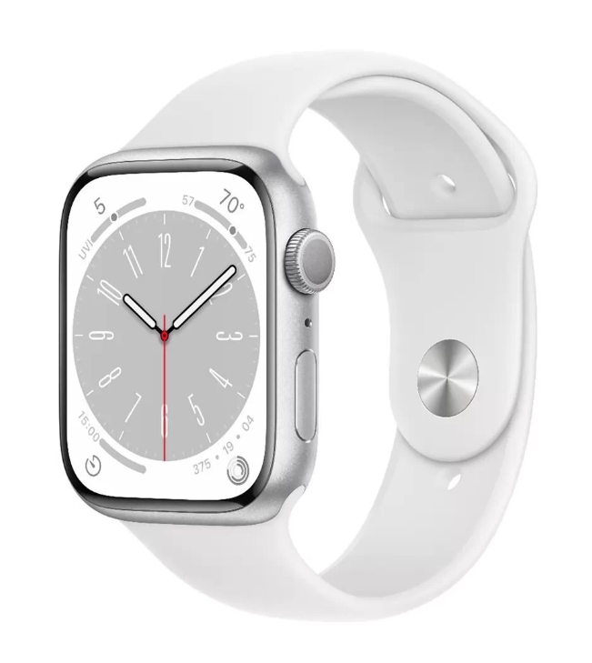 Apple Watch Series 8 GPS 45mm Silver Aluminum Case with White S. Band (MP6N3)
