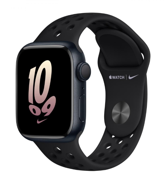 Apple Watch Nike Series 8 GPS 41mm Midnight Aluminum Case w. Black/Black Nike S. Band (MPGN3)
