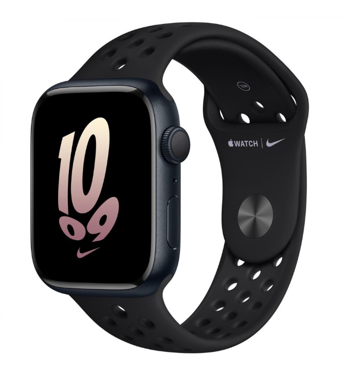 Apple Watch Nike Series 8 GPS 45mm Midnight Aluminum Case w. Black/Black Nike S. Band (MPH43)