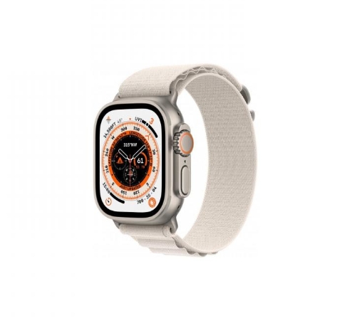 Apple Watch Ultra GPS + Cellular 49mm Titanium Case With Starlight Alpine Loop - Medium (MQF03/MQFR3)