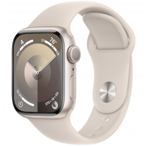 Apple Watch Series 9 GPS 41mm Starlight Aluminum Case w. Starlight Sport Band - S/M (MR8T3)