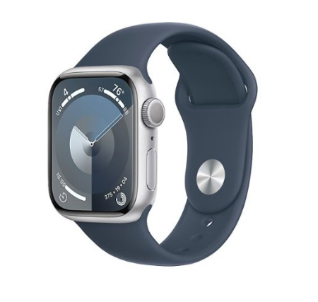 Apple Watch Series 9 GPS 41mm Silver Aluminum Case w. Storm Blue S. Band - S/M (MR903)