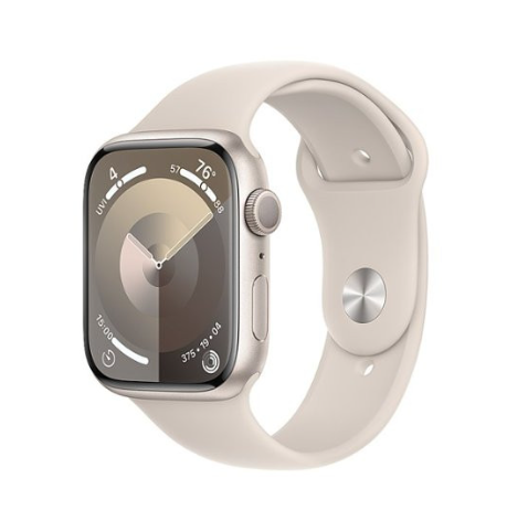 Apple Watch Series 9 GPS 45mm Starlight Aluminum Case w. Starlight Sport Band - S/M (MR963)
