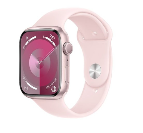 Apple Watch Series 9 GPS 45mm Pink Aluminum Case w. Light Pink Sport Band - M/L (MR9H3)