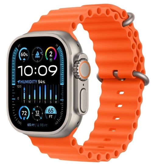 Watch Ultra 2 GPS + Cellular 49mm Titanium Case with Orange Ocean Band (MREH3)