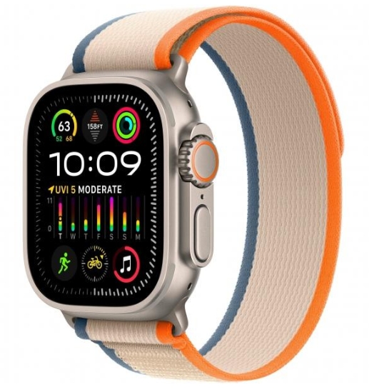 Watch Ultra 2 GPS + Cellular 49mm Titanium Case with Orange/Beige Trail Loop - S/M (MRF13)