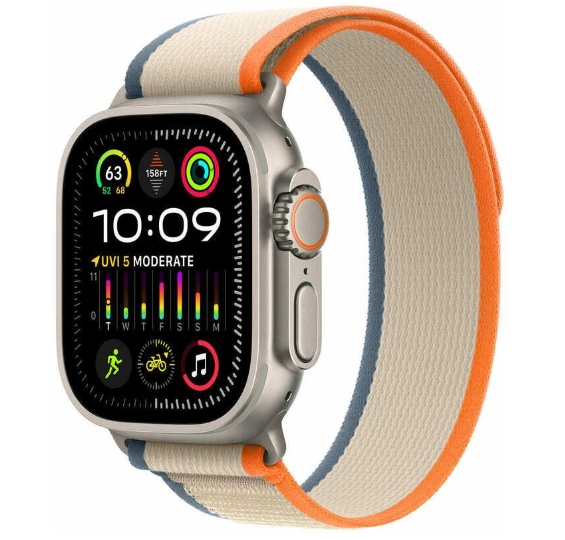 Watch Ultra 2 GPS + Cellular 49mm Titanium Case with Orange/Beige Trail Loop - M/L (MRF23)