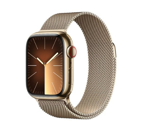 Apple Watch Series 9 GPS + Cellular 41mm Gold S. Steel Case w. Gold Milanese Loop (MRJ73)