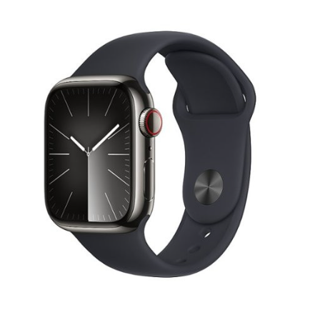 Apple Watch Series 9 GPS + Cellular 41mm Graphite S. Steel Case w. Midnight Sport Band - S/M (MRJ83)