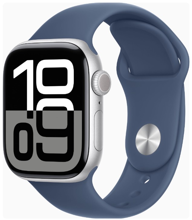Apple Watch Series 10 GPS 42mm Silver Alu. Case w. Denim Sport Band - S/M (MWWA3)