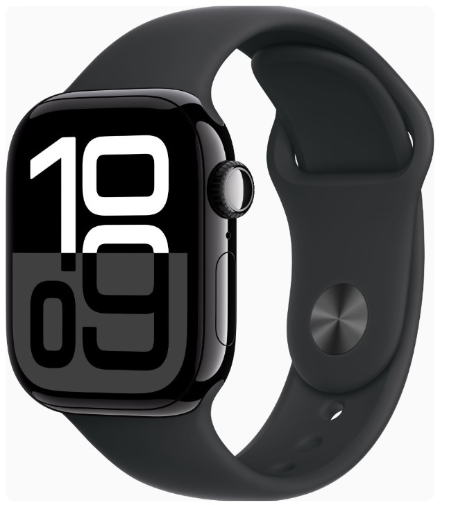 Apple Watch Series 10 GPS 42mm Jet Black Alu. Case w. Black Sport Band - S/M (MWWE3)