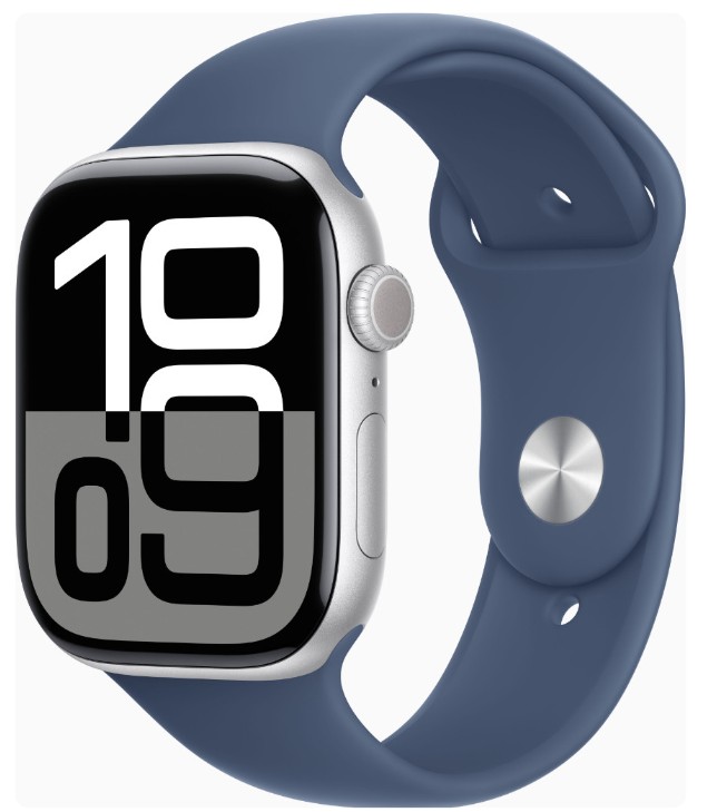 Apple Watch Series 10 GPS 46mm Silver Alu. Case w. Denim Sport Band - M/L (MWWM3)