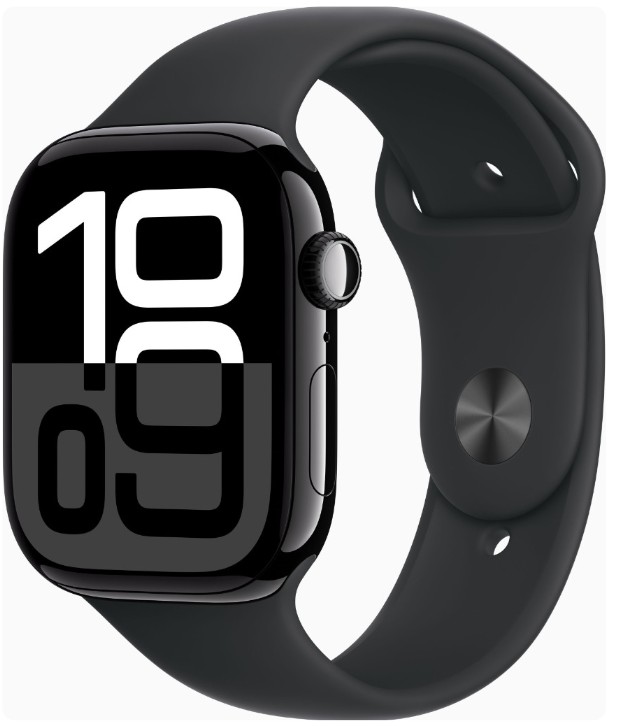 Apple Watch Series 10 GPS 46mm Jet Black Alu. Case w. Black Sport Band - M/L (MWWQ3)
