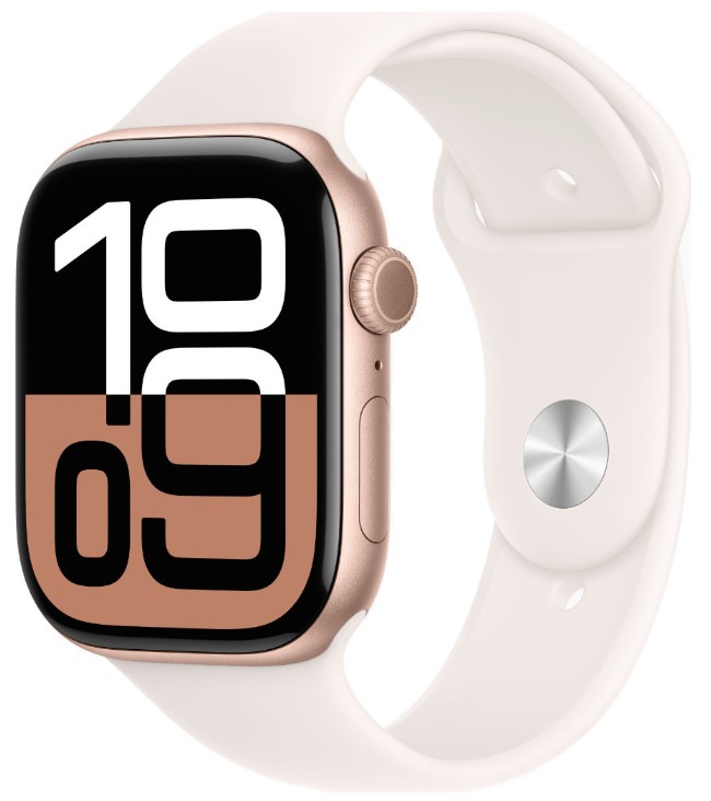 Apple Watch Series 10 GPS 46mm Rose Gold Alu. Case w. Light Blush Sport Band - S/M (MWWT3)