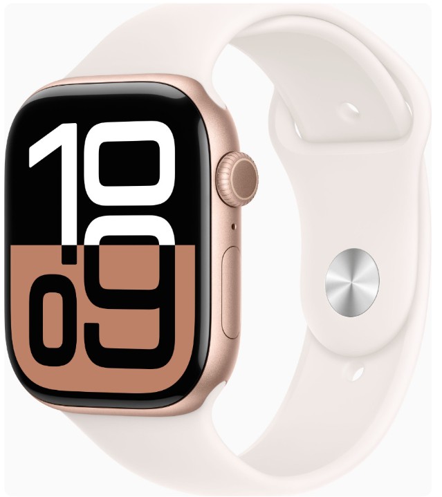 Apple Watch Series 10 GPS 46mm Rose Gold Alu. Case w. Light Blush Sport Band - M/L (MWWU3)