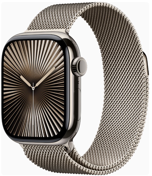 Apple Watch Series 10 GPS + Cellular 42mm Natural Titanium Case w. Natural Milanese Loop (MWXF3)