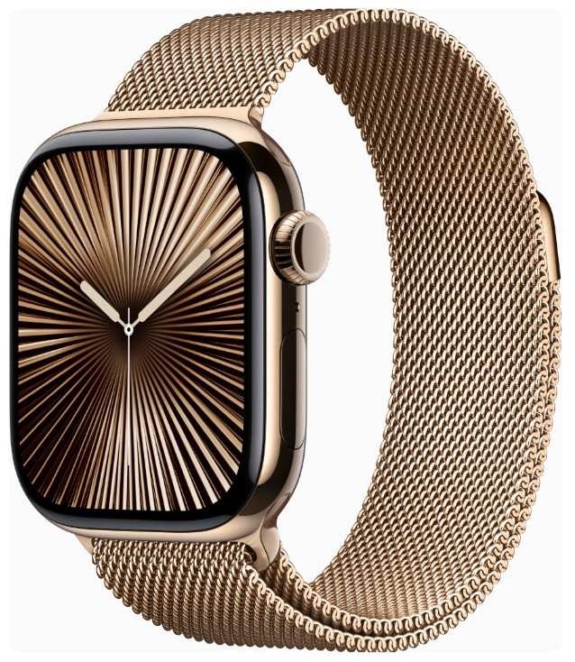 Apple Watch Series 10 GPS + Cellular 42mm Gold Titanium Case w. Gold Milanese Loop (MX083)