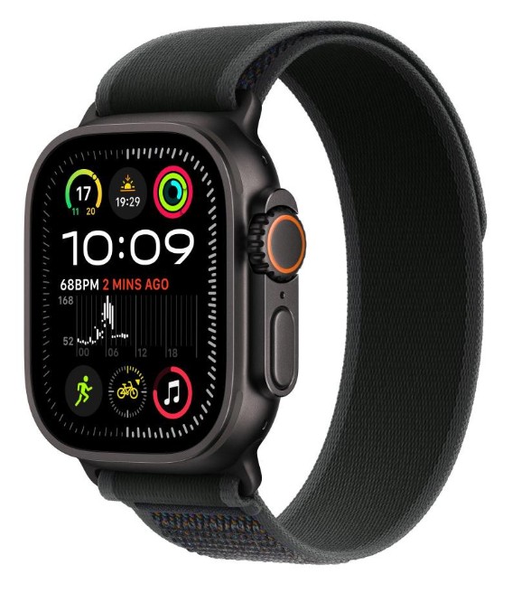 Apple Watch Ultra 2 GPS + Cellular 49mm Black Titan. Case w. Black Trail Loop - S/M (MX4U3)