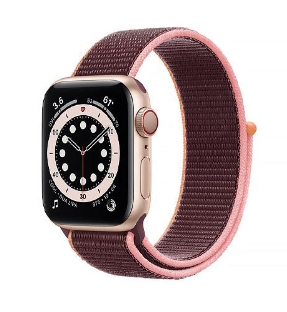 Apple Watch Series 6 GPS + Cellular 40mm Gold Aluminum Case w. Plum Sport l. (MYA32)