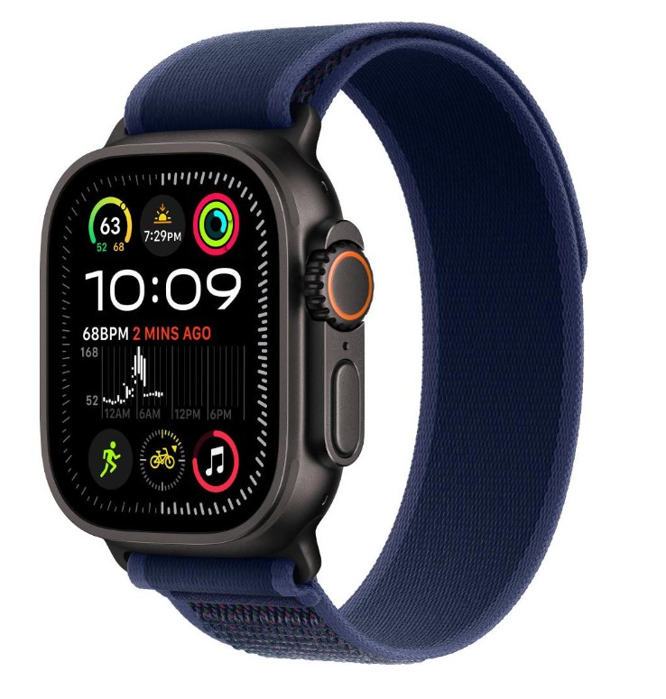 Apple Watch Ultra 2 GPS + Cellular 49mm Black Titan. Case w. Blue Trail Loop - M/L (MYTJ3+MYQ83)