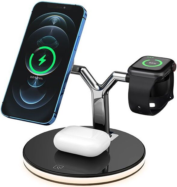 Беспроводное зарядное устройство Amaztec 3-in-1 Magnetic Wireless Charger with Light (black)