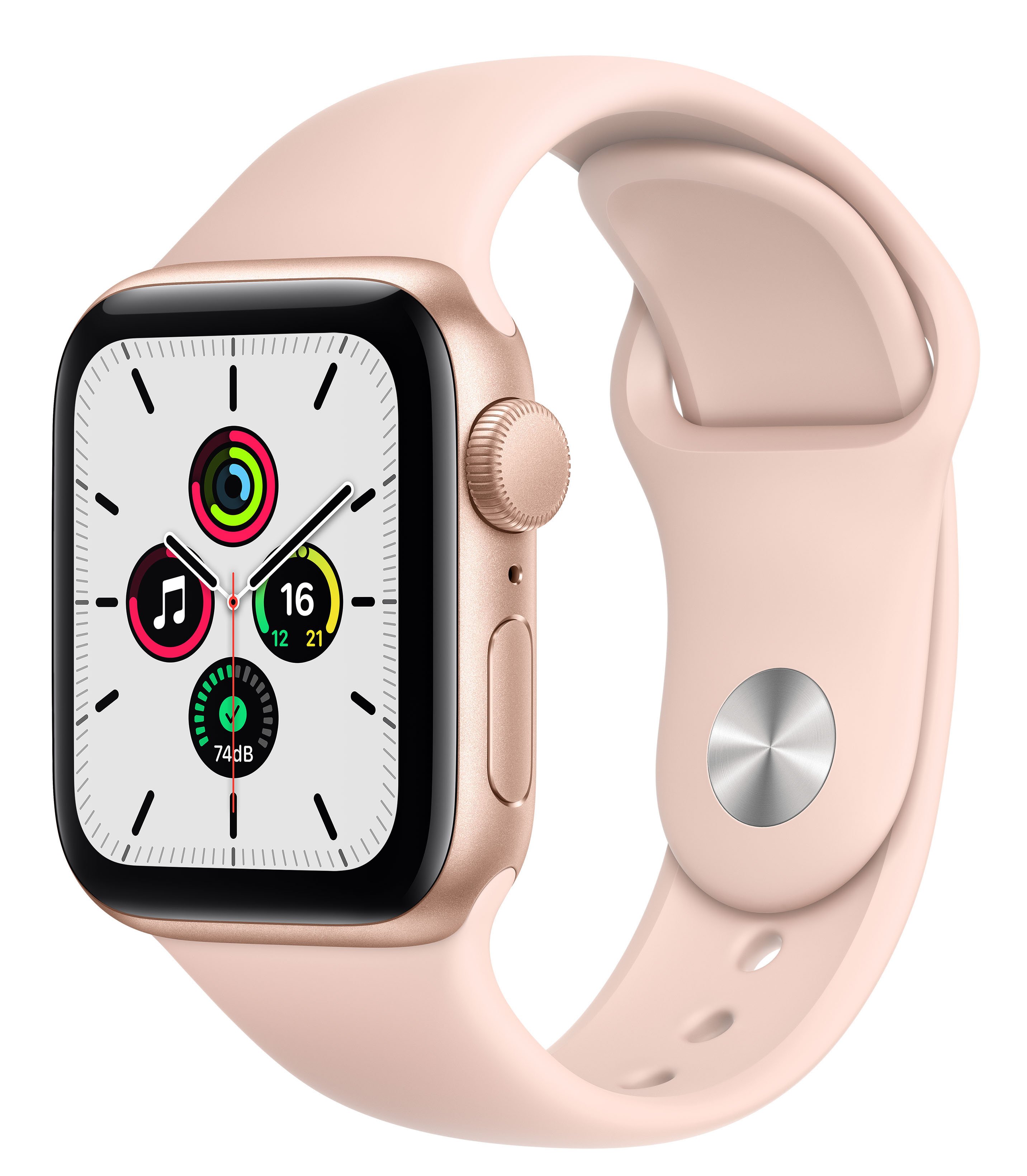 Apple Watch SE GPS 44mm Gold Aluminum Case w. Pink Sand Sport B. (MYDR2UL/A) UACRF
