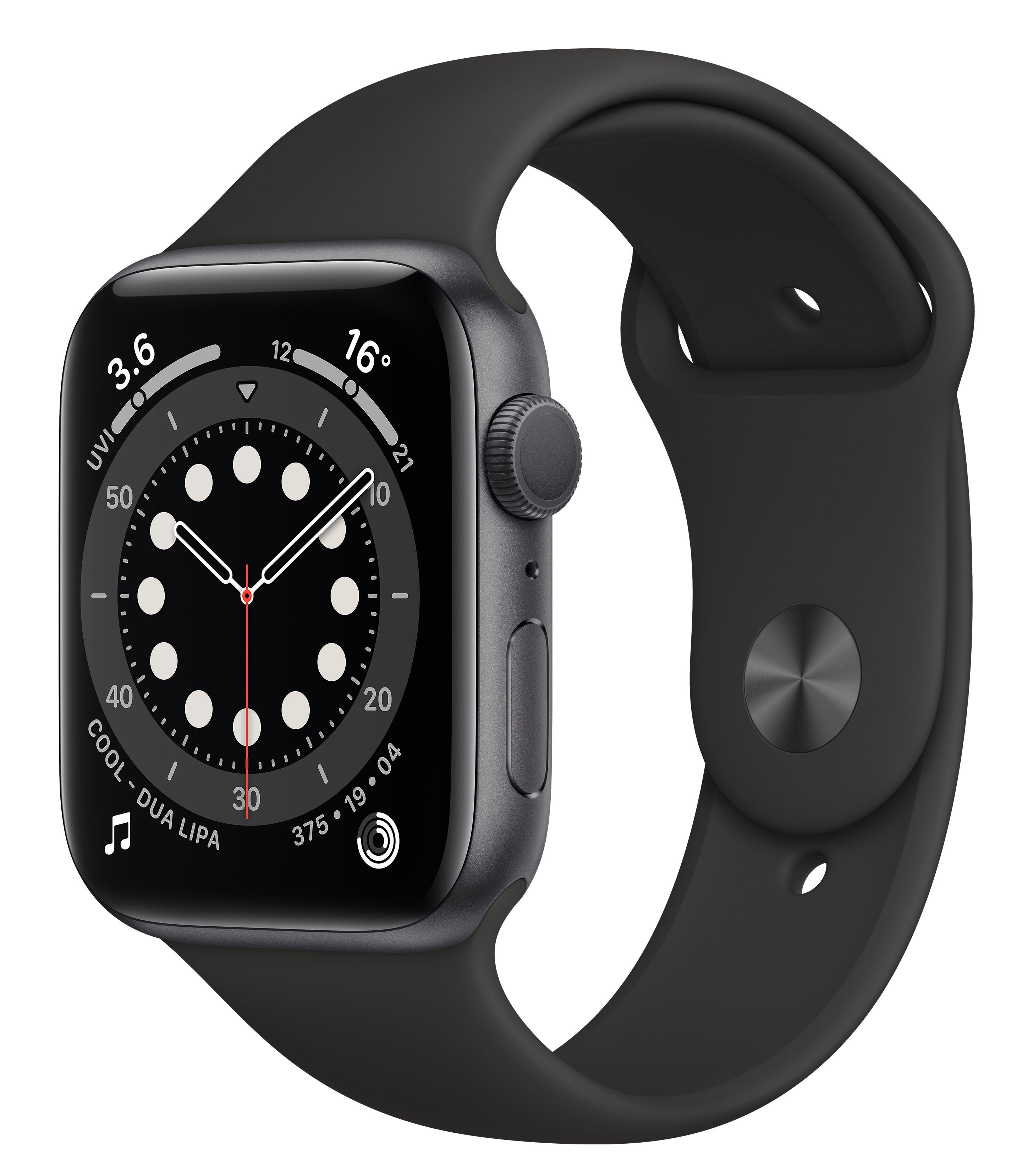 Apple Watch Series 6 GPS 44mm Space Gray Aluminum Case w. Black Sport B. (M00H3UL/A) UACRF