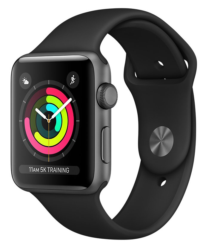 Apple Watch Series 3 GPS 38mm Space Gray Aluminum Case with Black Sport Band (MTF02FS/A) UACRF