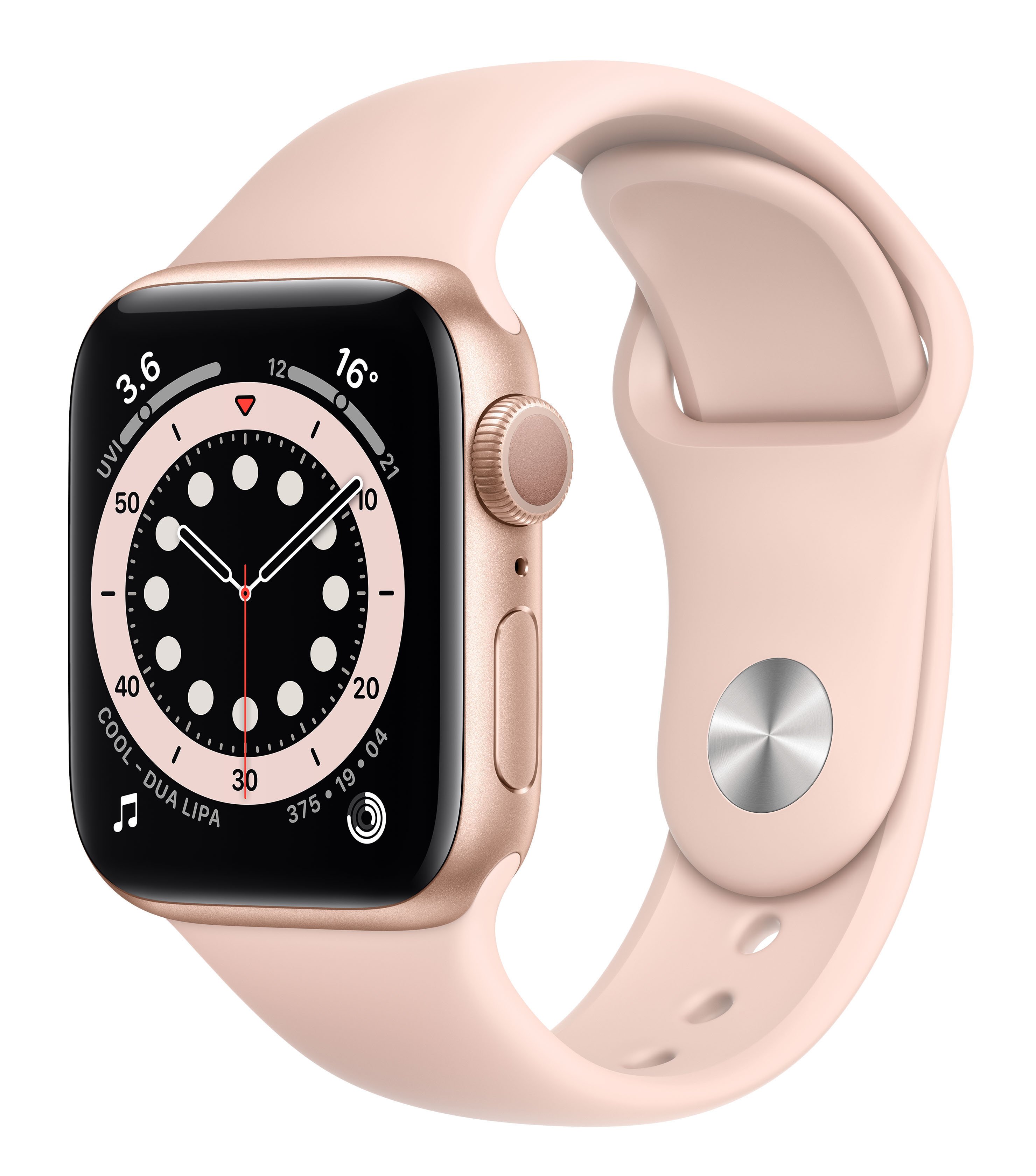Apple Watch Series 6 GPS 44mm Gold Aluminum Case w. Pink Sand Sport B. (M00E3UL/A) UACRF
