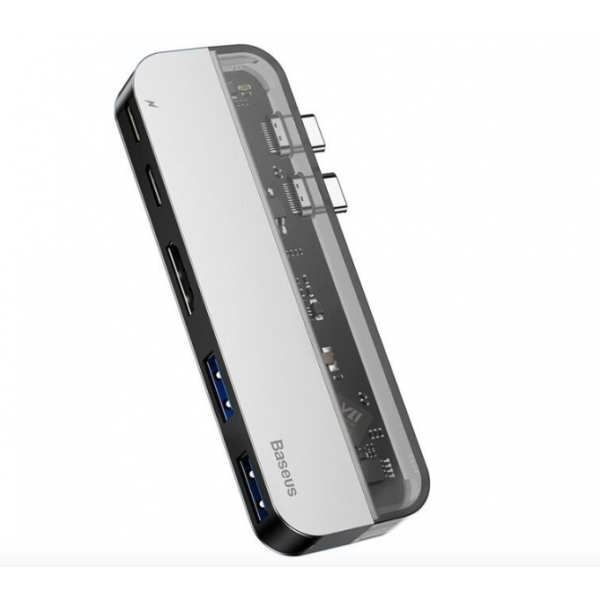 HUB Baseus Transparent Series Dual Type-C Multifunctional HUB USB3.0/HDMI/ Type-C (CAHUB-TS0G)